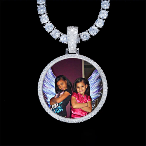 925S & VVS Moissanite 3D Circle Custom Picture Pendant
