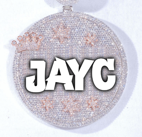 CUSTOM LETTER NECKLACE 3D BIG CROWN DISC