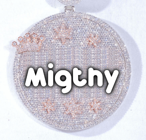 CUSTOM LETTER NECKLACE 3D BIG CROWN DISC