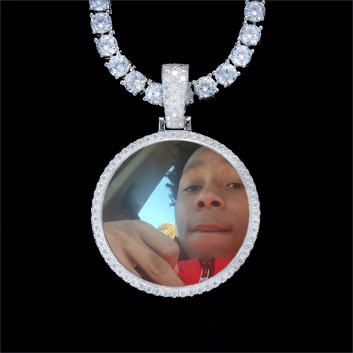 925S & VVS Moissanite 3D Circle Custom Picture Pendant