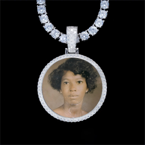 925S & VVS Moissanite 3D Circle Custom Picture Pendant