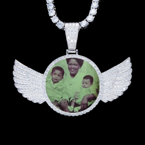 925S & VVS Moissanite 3D Wing Custom Picture Pendant