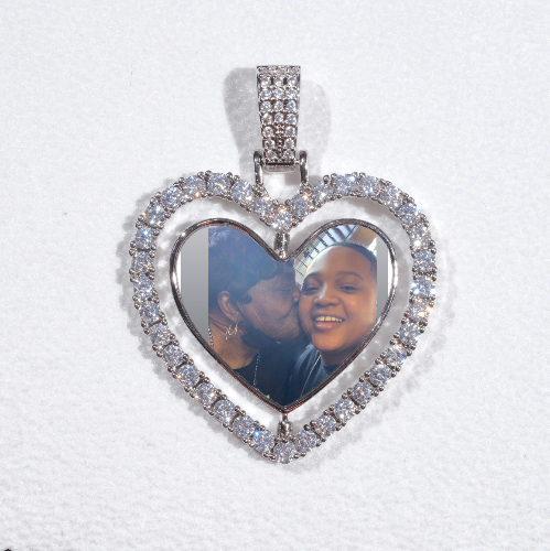 3D Spinning 2-Faced Heart Custom Picture Pendant