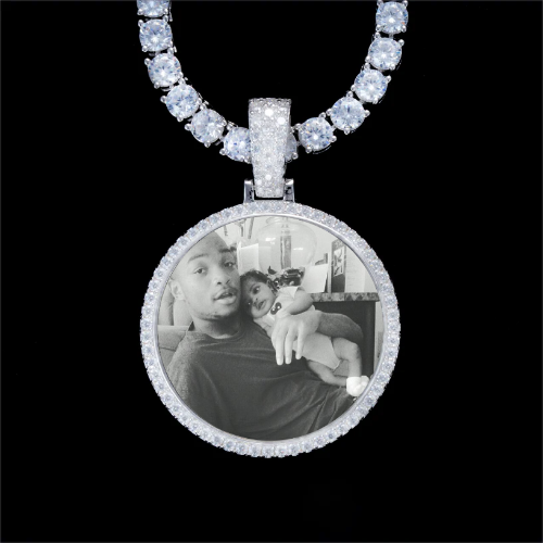 925S & VVS Moissanite 3D Circle Custom Picture Pendant