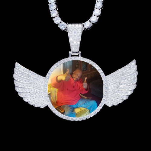 925S & VVS Moissanite 3D Wing Custom Picture Pendant