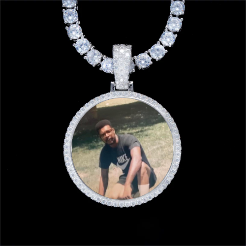 925S & VVS Moissanite 3D Circle Custom Picture Pendant