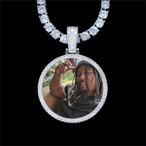 925S & VVS Moissanite 3D Circle Custom Picture Pendant