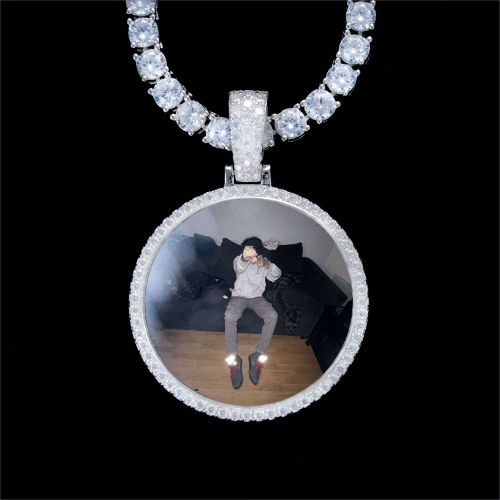 925S & VVS Moissanite 3D Circle Custom Picture Pendant