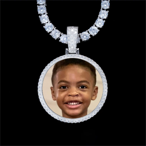 925S & VVS Moissanite 3D Circle Custom Picture Pendant
