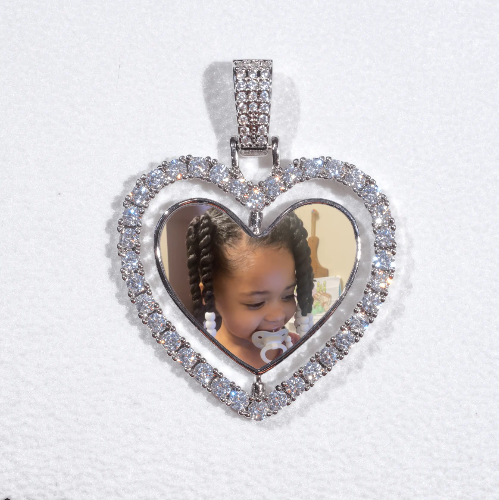 3D Spinning 2-Faced Heart Custom Picture Pendant