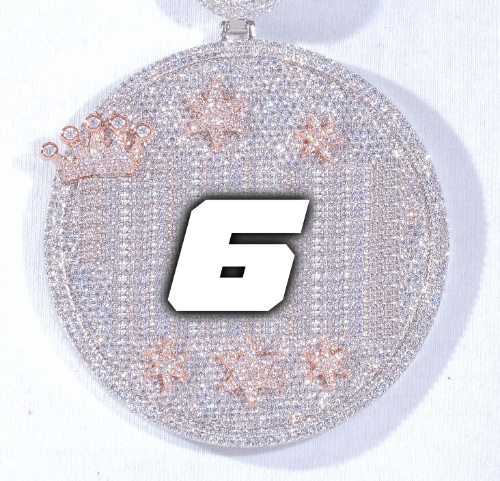 CUSTOM LETTER NECKLACE 3D BIG CROWN DISC