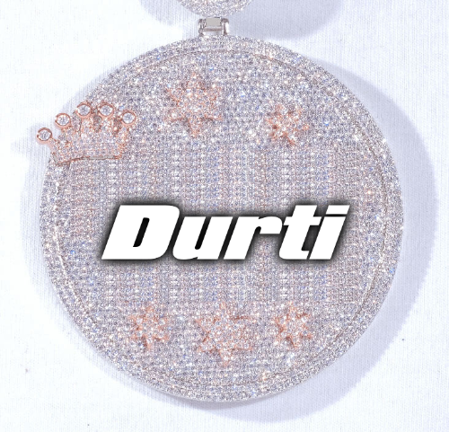 CUSTOM LETTER NECKLACE 3D BIG CROWN DISC