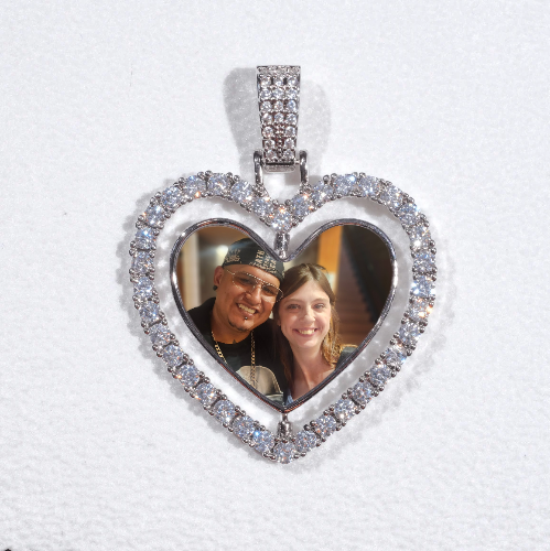 3D Spinning 2-Faced Heart Custom Picture Pendant