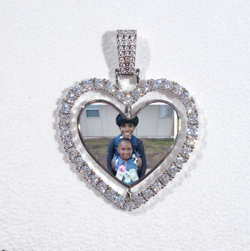 3D Spinning 2-Faced Heart Custom Picture Pendant