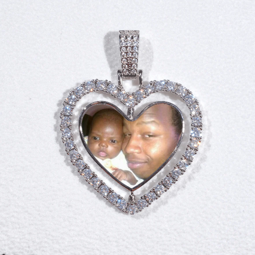 3D Spinning 2-Faced Heart Custom Picture Pendant