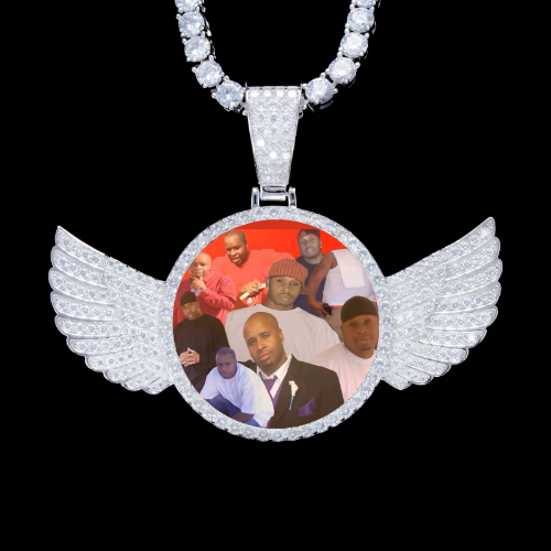 925S & VVS Moissanite 3D Wing Custom Picture Pendant