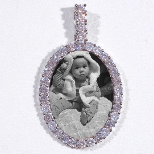 Large 3D Oval Custom Picture Pendant