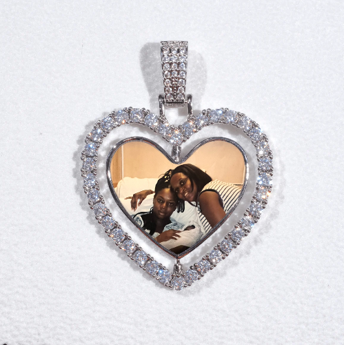 3D Spinning 2-Faced Heart Custom Picture Pendant