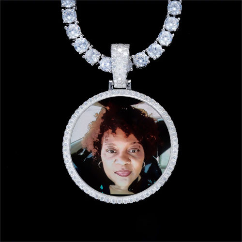 925S & VVS Moissanite 3D Circle Custom Picture Pendant
