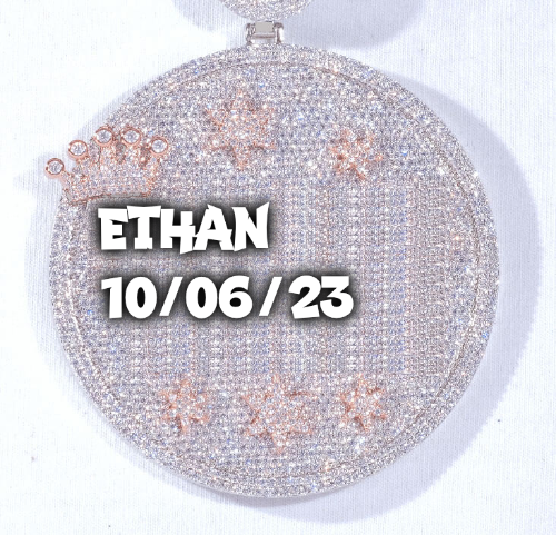 CUSTOM LETTER NECKLACE 3D BIG CROWN DISC
