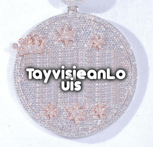 CUSTOM LETTER NECKLACE 3D BIG CROWN DISC