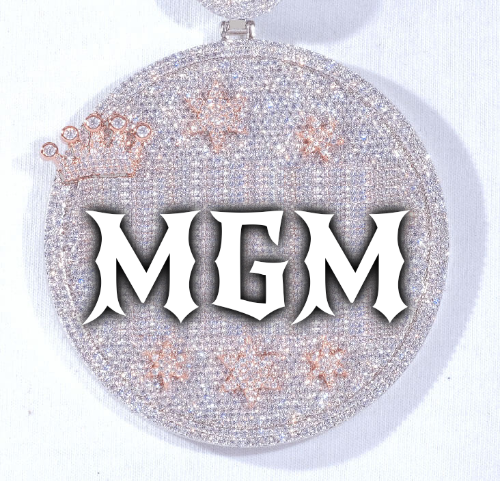 CUSTOM LETTER NECKLACE 3D BIG CROWN DISC
