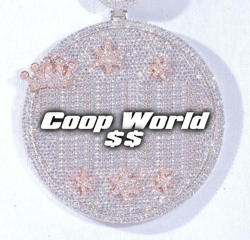 CUSTOM LETTER NECKLACE 3D BIG CROWN DISC