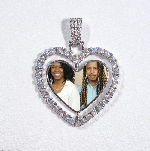 3D Spinning 2-Faced Heart Custom Picture Pendant