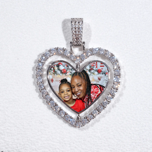 3D Spinning 2-Faced Heart Custom Picture Pendant