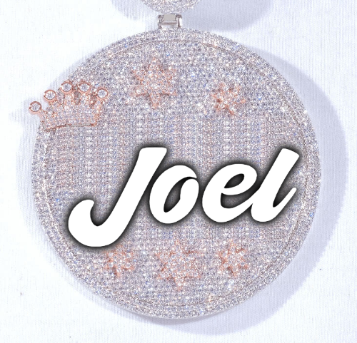 CUSTOM LETTER NECKLACE 3D BIG CROWN DISC