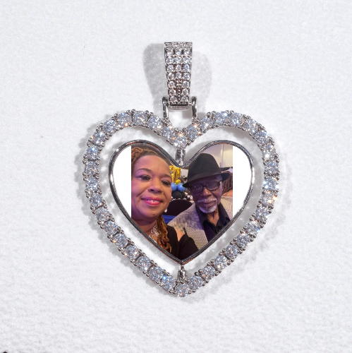 3D Spinning 2-Faced Heart Custom Picture Pendant