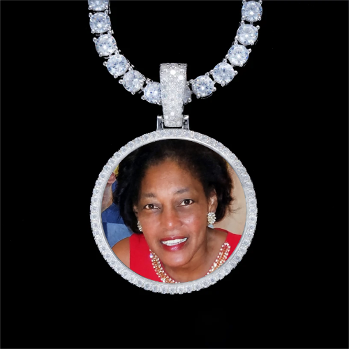 925S & VVS Moissanite 3D Circle Custom Picture Pendant