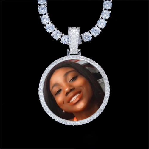 925S & VVS Moissanite 3D Circle Custom Picture Pendant