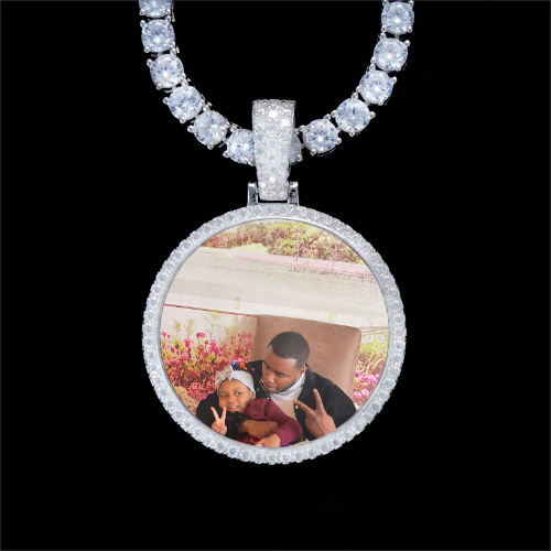925S & VVS Moissanite 3D Circle Custom Picture Pendant