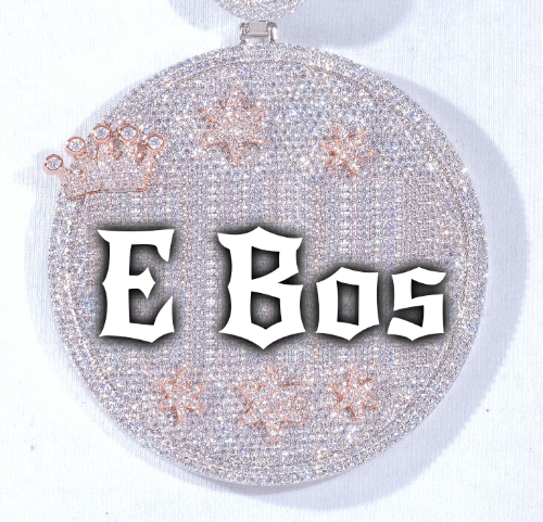 CUSTOM LETTER NECKLACE 3D BIG CROWN DISC