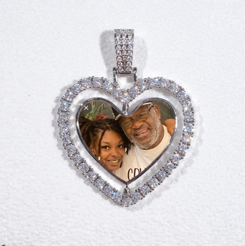 3D Spinning 2-Faced Heart Custom Picture Pendant