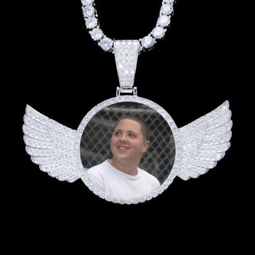 925S & VVS Moissanite 3D Wing Custom Picture Pendant