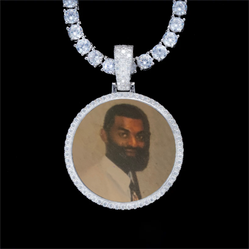 925S & VVS Moissanite 3D Circle Custom Picture Pendant
