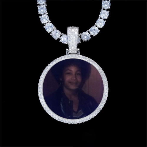 925S & VVS Moissanite 3D Circle Custom Picture Pendant