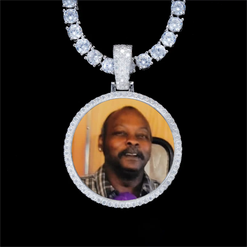 925S & VVS Moissanite 3D Circle Custom Picture Pendant