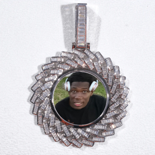 Large 3D Baguette Custom Picture Pendant
