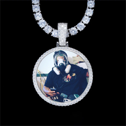 925S & VVS Moissanite 3D Circle Custom Picture Pendant