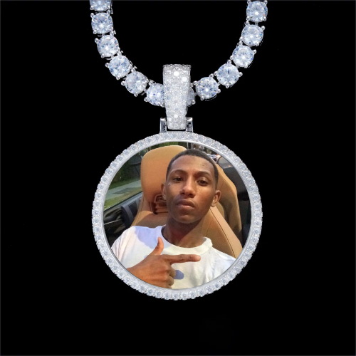 925S & VVS Moissanite 3D Circle Custom Picture Pendant
