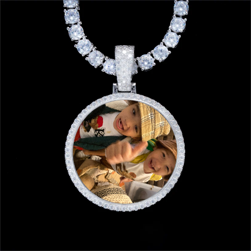 925S & VVS Moissanite 3D Circle Custom Picture Pendant