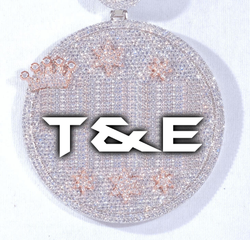 CUSTOM LETTER NECKLACE 3D BIG CROWN DISC