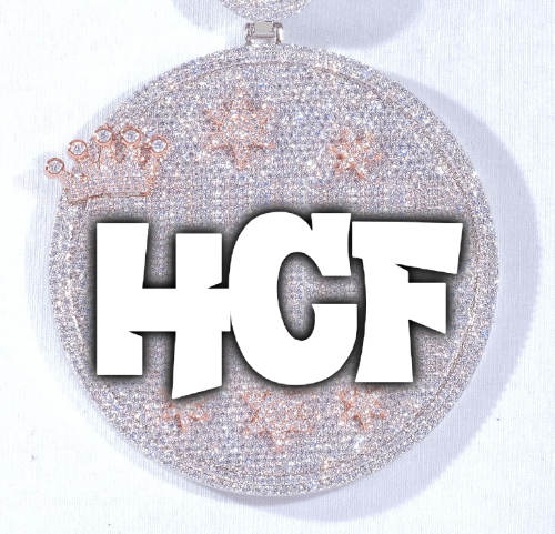 CUSTOM LETTER NECKLACE 3D BIG CROWN DISC
