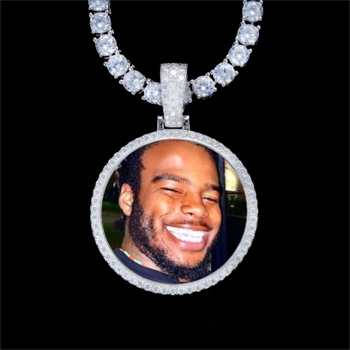 925S & VVS Moissanite 3D Circle Custom Picture Pendant