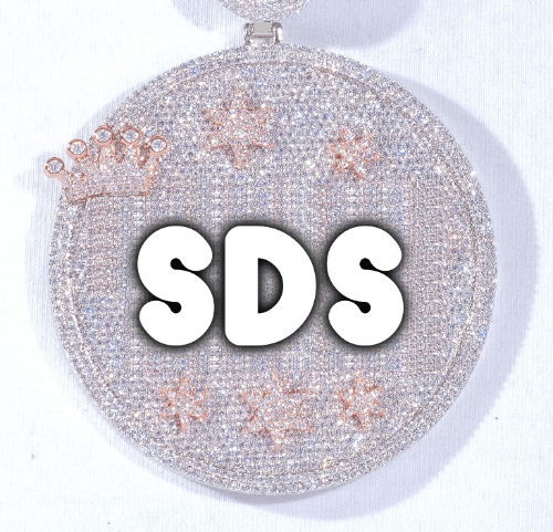 CUSTOM LETTER NECKLACE 3D BIG CROWN DISC
