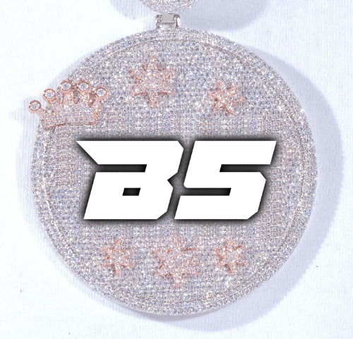 CUSTOM LETTER NECKLACE 3D BIG CROWN DISC