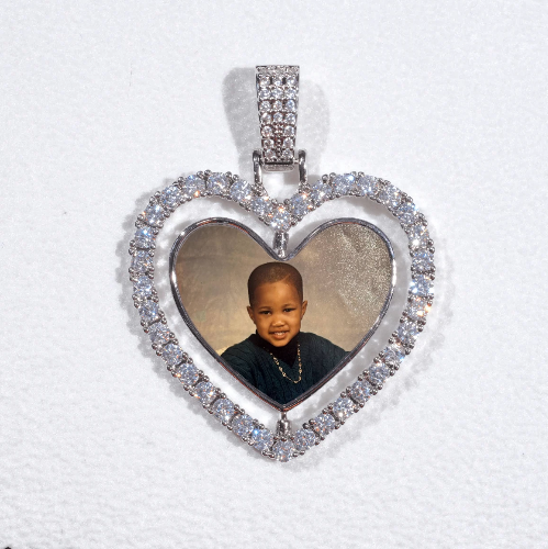 3D Spinning 2-Faced Heart Custom Picture Pendant